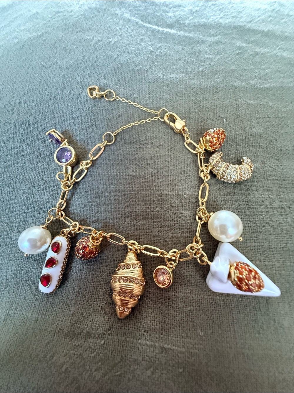 Kate Spade Gold-Plated
Patisserie Enamel & Pave Crystal
Charm Bracelet